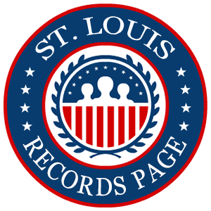 A round, red, white, and blue logo with the words 'St. Louis Records Page' in relation to the state of Missouri.